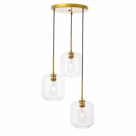 CLING Collier 3 Light Brass & Clear Glass Pendant CL2571173